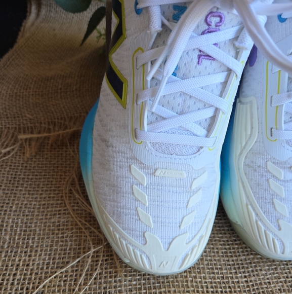 SOLD.     New Balance White and Multicolor Sneakers - Picture 6 of 9